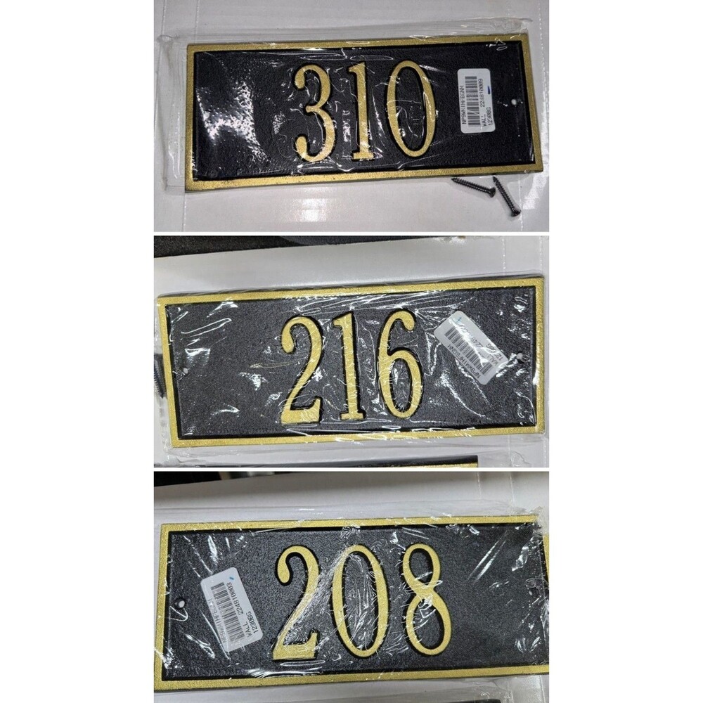 Black Gold Wall Mount Solid Brass House Number Address Plaque New